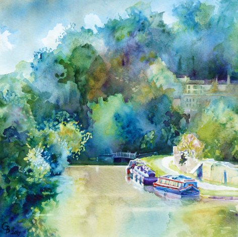 Happy bank holiday! My "A stroll on the Canal at Beechen Cliff" will hang in the <a href="/WidcombeArTrail/">Widcombe Art Trail</a> Sat 13 - Sun 14 May <a href="/inbath/">InBath</a> <a href="/widcombe_bath/">Widcombe</a>