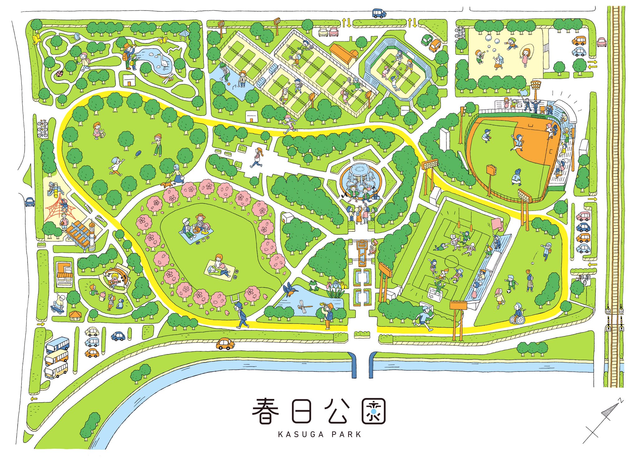 Uzivatel Isayamax Na Twitteru 福岡県営春日公園の園内マップとロゴを制作しました 高校時代よくお世話になった公園です 野球場や球技場やテニスコートや結構すごい公園なんですよー T Co Gmossgt47q Illust Illustration イラスト 春日公園 春日