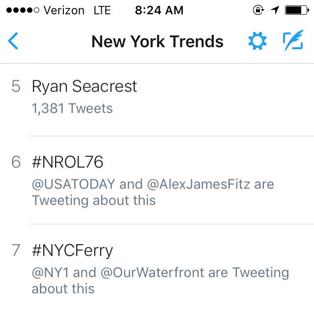 Everyone please tweet about @NYCferry. I need to beat @RyanSeacrest.