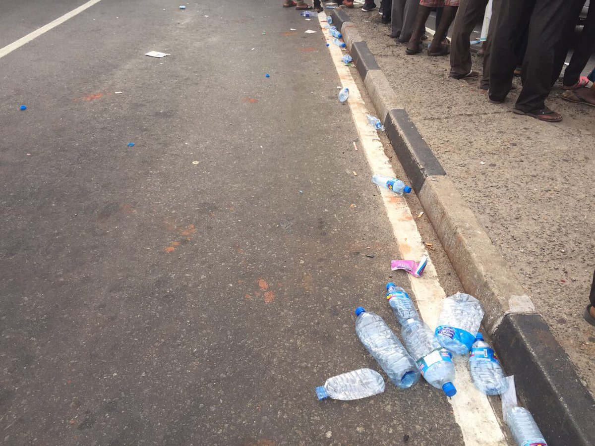 AzzamAmeen's tweet photo. Thousands of Plastic bottles thrown all over at UNP &amp; JO May Day rallies we visited, Env authority currently considering banning PET bottles https://t.co/UgSQ6xmvDG