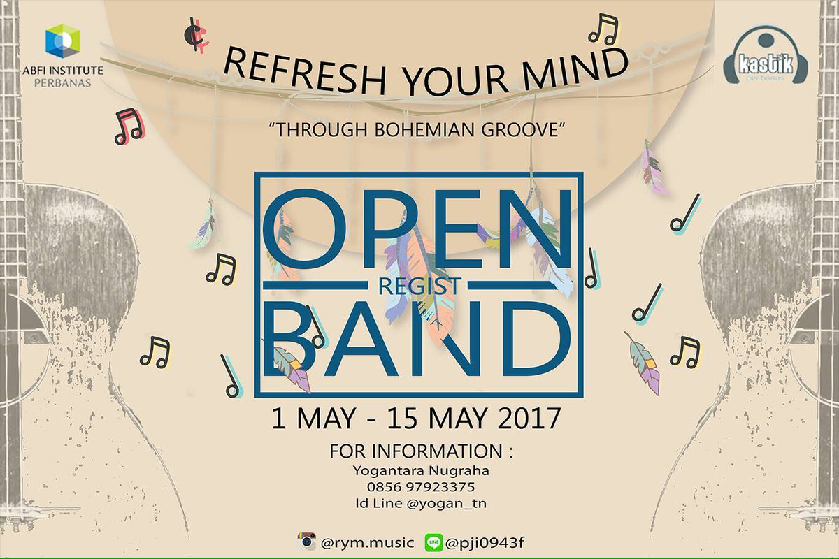 come on guysss!!!
Regist your Band in my event 👌🏻
Refresh Your Mind : "Through Bohemian Groove"....

CP line : @yogan_tn
