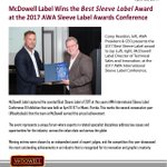 Image for the Tweet beginning: #McDowellLabel wins "Best Sleeve Label"