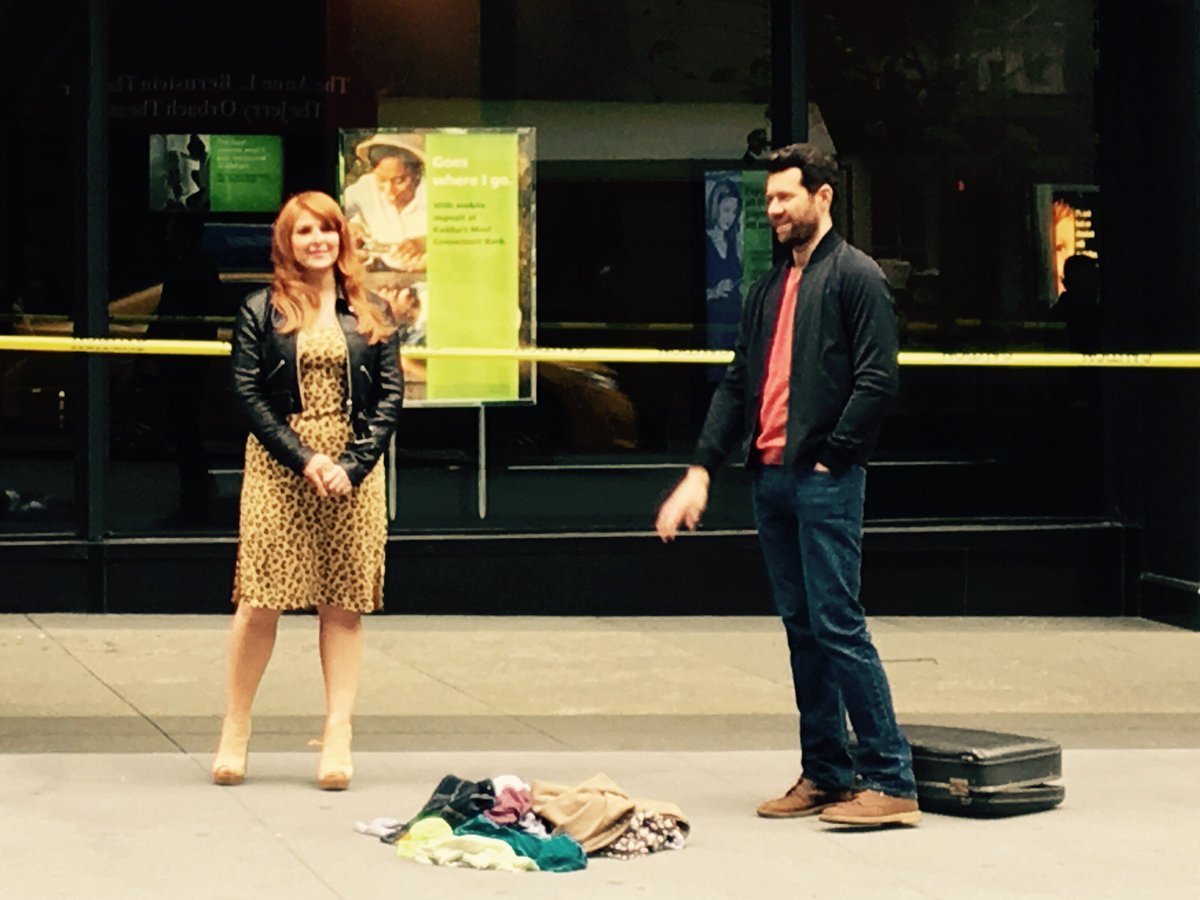 ChatterBoxPBS's tweet image. Caught a peak of Lill&apos;s twin @billyeichner &amp;amp; bestie @julieklausner filming @DifficultOnHulu. See our amusing homage bit.ly/1nB0Gwe