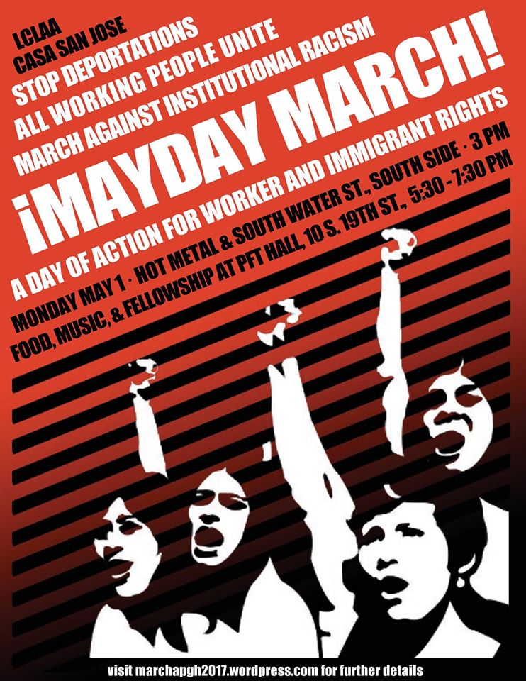 PghUNITED's tweet image. It's #MayDay we are taking the streets at 3pm in #PGH to stand up for workers &amp;amp; against the criminalization of people of color