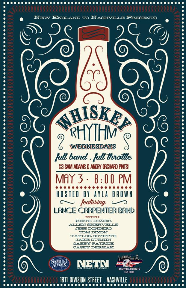 NashPatsFanClub's tweet photo. Join us this upcoming Wednesday night for our inaugural show at @WhiskeyRSaloon! Excited to partner with @NEONmusicMGMT @NECntryMusic! https://t.co/72Xr8NeZ1f