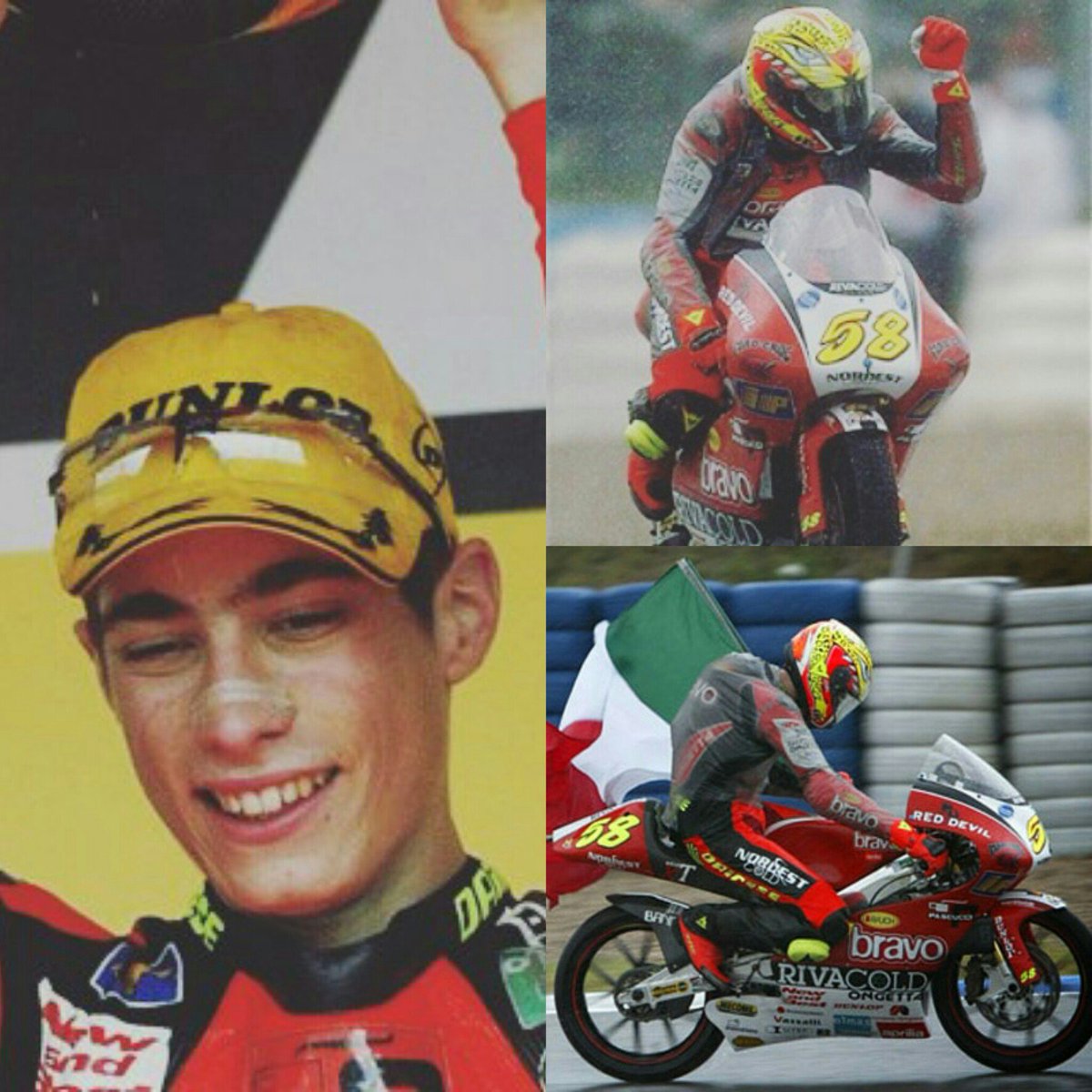 inostripiloti's tweet image. Marco Simoncelli un ragazzino Romagnolo con le gambe lunghe e un sogno grande..SuperPippo e la sua prima vittoria,Jerez 2004!