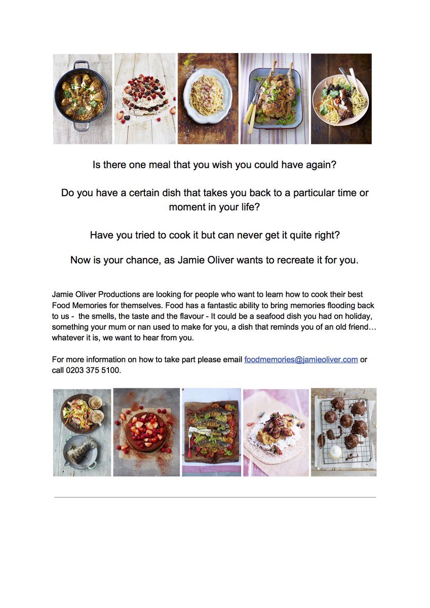 @yorksprovender Is there a meal u would love to eat again? #foodmemory that brings back good times get in touch sarah.nyman@jamieoliver.com