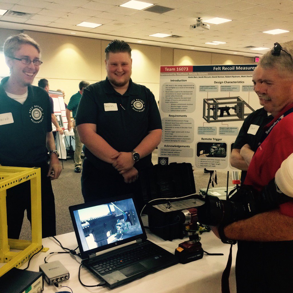 azengineering's tweet photo. On display at #DesignDay2017: Team 16073's felt recoil measurement system improves tuning of shoulder-fired weapons https://t.co/KOeWPhphDU