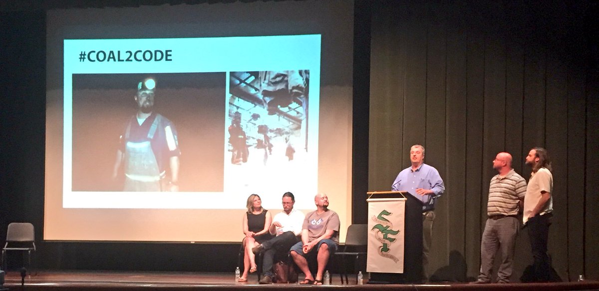 JustinAglio's tweet image. &quot;High tech work can be done be coal miners.&quot; @bitsourceky #Coal2Code #RemakeLearning