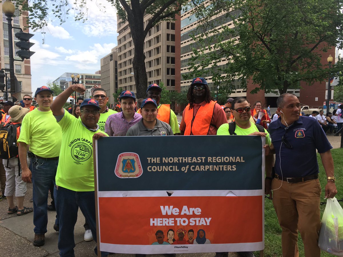 VanessaBMore's tweet photo. @NRCCarpenters marching in #MayDay2017 DC celebrating International Workers Day #Local177 #nosquedamos #heretostay #1u #workerdignity https://t.co/dth6SnRqbZ
