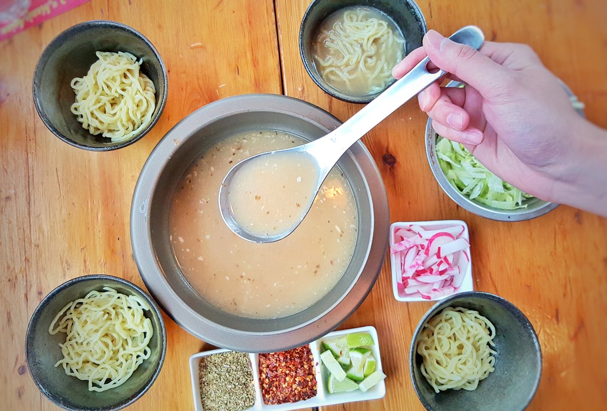 Chef Trevor Lui's momma's version of bone broth with Ramen <a href="/KanpaiSnackBar/">Kanpai Snack Bar</a>. So satisfying! <a href="/JarritosCanada/">Jarritos Canada</a>  <a href="/laBreafoodTO/">La Brea Food</a> #JarritosCA