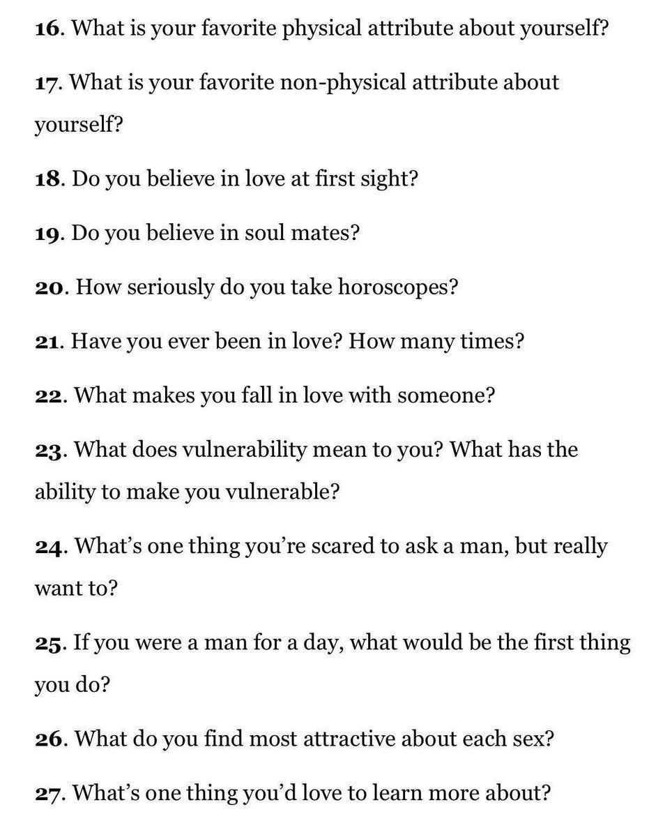 Met com Things to ask girl