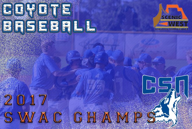 Coyote Baseball Captures Scenic West Athletic Conference Title For The Third Straight Year
csncoyotes.com/news/2017/5/1/… #NotFakeNews #SWACCHAMPS👑