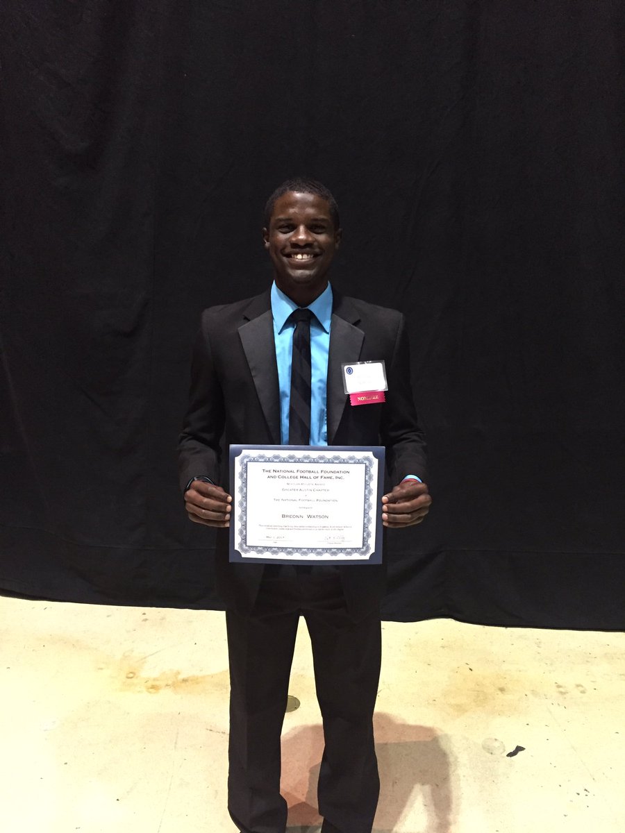 Congrats to Breonn Watson as the <a href="/TravisRebels/">Travis Rebels</a> Scholar Athlete Award Recipient <a href="/NFFAustin/">NFFAustin</a> Awards Dinner! Be the Best and Change the World!