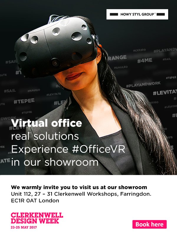 We will be offering free #VR demo's during #CDW2017 | The future of #workplace design | Book your online here: calendly.com/officevr