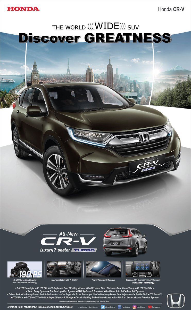 9 seater suv on Honda Indonesia On Twitter Discover Greatness Only With The Worldwide Suv All New Honda Cr V Luxury 7 Seater Turbo Https T Co Itmxjymnp0