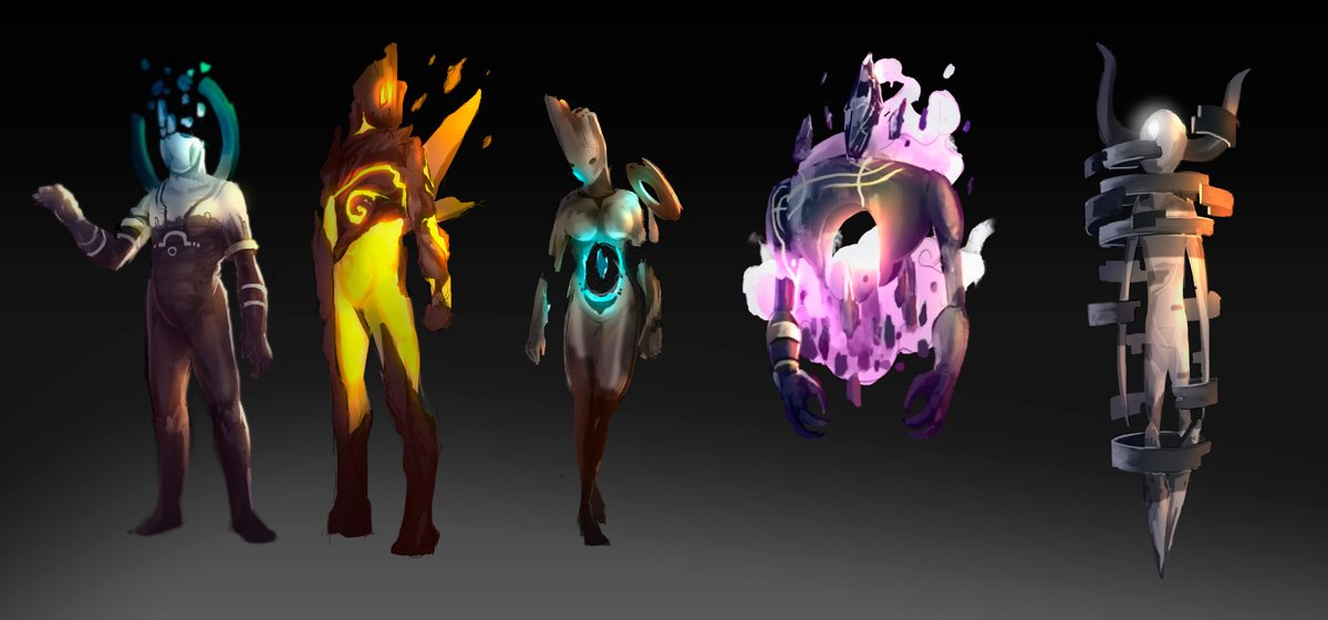 Deckbound Heroes concepts for upcoming Heroes. Each set ties in to a different deity and deck template.