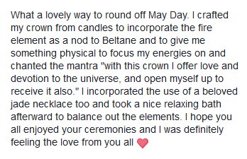 MayDayMagick's tweet image. Becky made her wonderful #MayDayMagic crown from candles as a nod to Beltane...