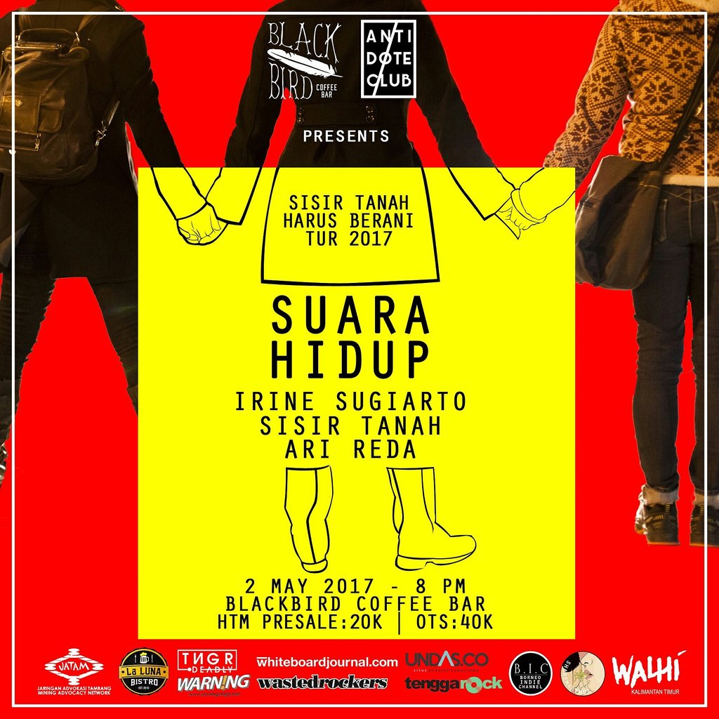 Malam ini akan ada Irine Sugiarto, Sisir Tanah dan Ari Reda di Blackbird Coffee Bar. HTM:40k. Yuk datang!