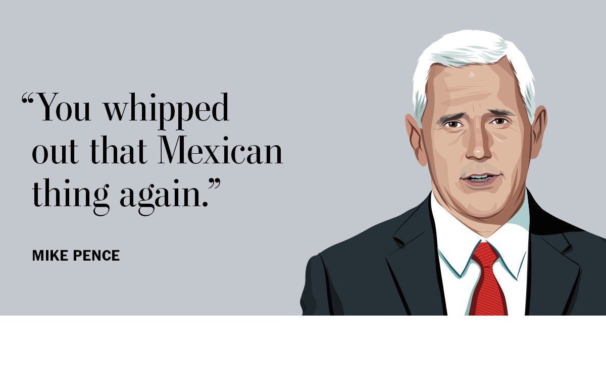 AmericaHatesUs's tweet photo. #DontInterruptMeWhile Mike Pence brings up #ThatMexicanThing again https://t.co/UiwFa7h9Ia