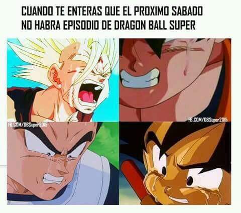 Recuerden que mañana no hay Dragon Ball Super 😢😭😭