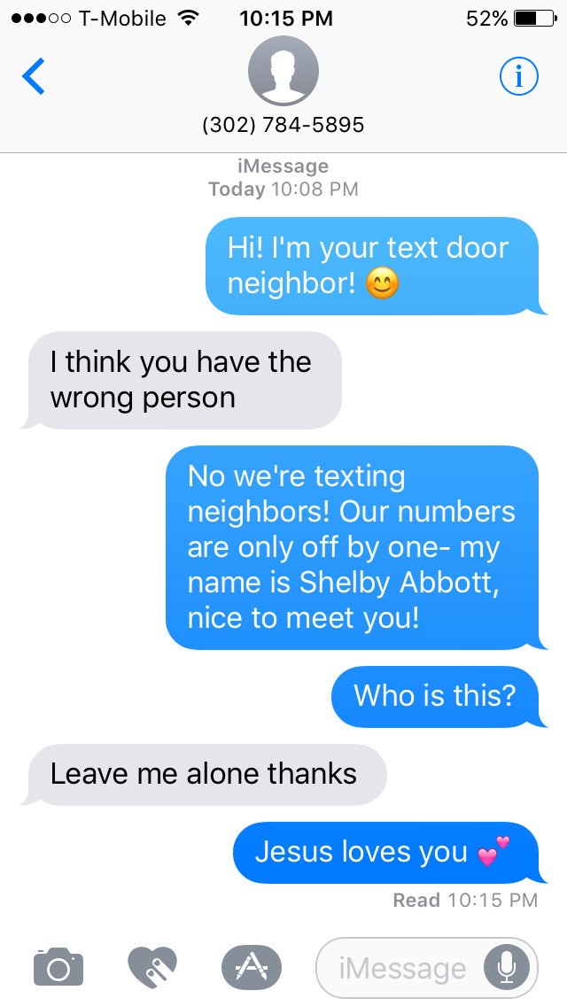 _wrightgirl's tweet photo. My text door neighbor was not too receptive to my messages... so much for predestiny 😢@shelbyabbott https://t.co/bZr158sXsJ