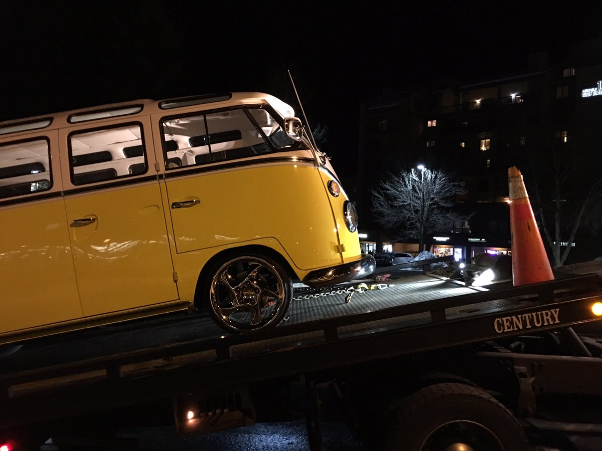 mraible's tweet photo. Made it home to the Raible Ranch with the help of AAA and a great tow truck driver. Good #vwadventure with Hefe! #vwbus #porsche #fixingtime https://t.co/wSxgbfdzZO