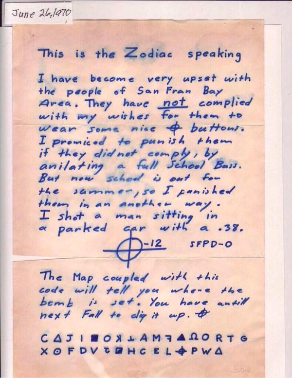 serial__killers's tweet photo. A typical letter from the Zodiac Killer who was never caught. #serial killers https://t.co/HXoZfNtfEk