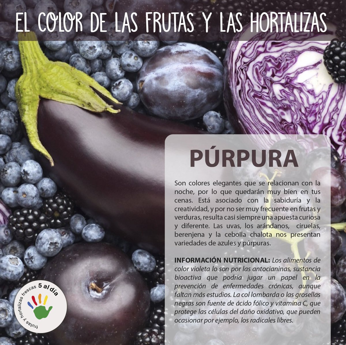 5aldiaspain's tweet photo. Conoce los beneficios de las #frutas y #hortalizas de color #Púrpura 
#Practicael5 #FelizJueves https://t.co/7KiKGOnX91