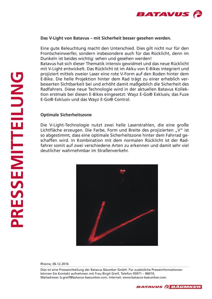 BirgitGreif1's tweet photo. Das V-Light von Batavus – mit Sicherheit besser gesehen werden. https://t.co/ZGCRKrtltc