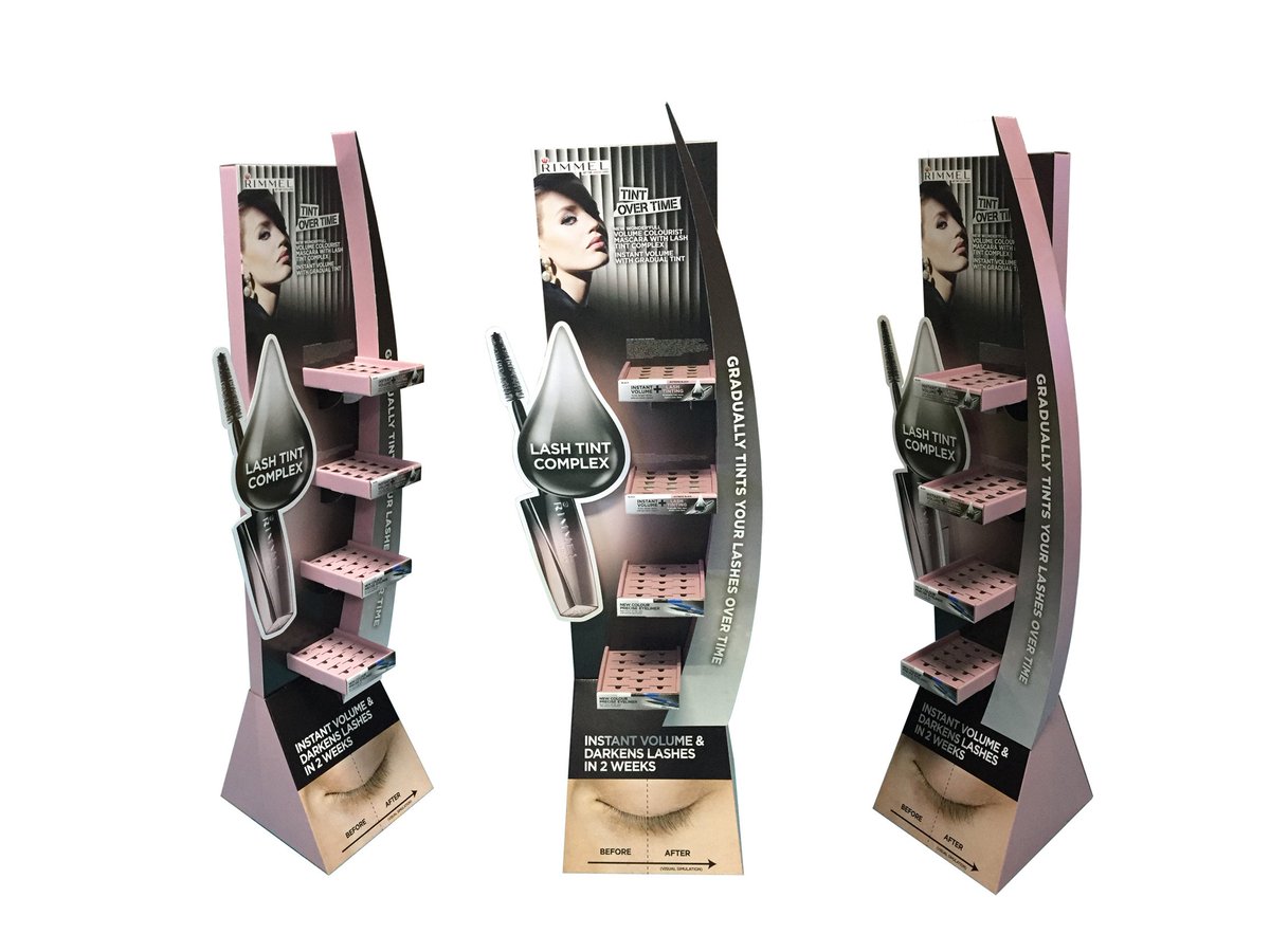 display_store's tweet image. Love the curve of this display,four layers POP display for RIMMEL.More about us:storedisplaystand.com