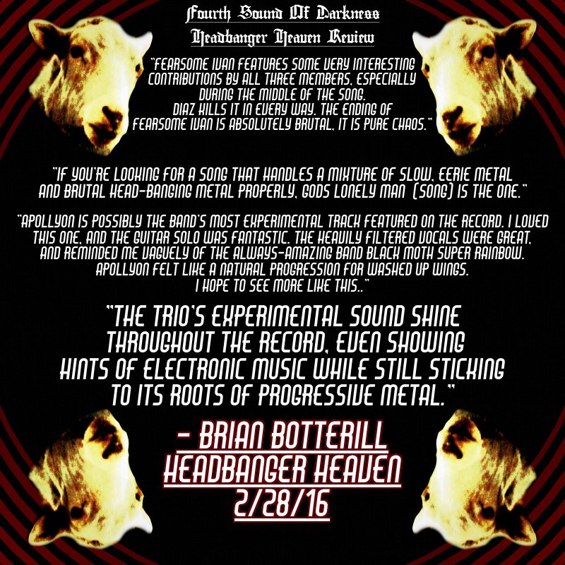 MANY THANKS to the people @ Headbanger Heaven for the review of Fourth Sound Of Darkness!
headbangerheaven.com/album-reviews/… #review #washedupwings