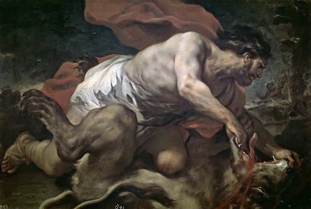 Giordano , Luca (итальянская школа, 1634-1705) — Самсон и лев, 1696, 95 см x 142 см, холст, масло #italian