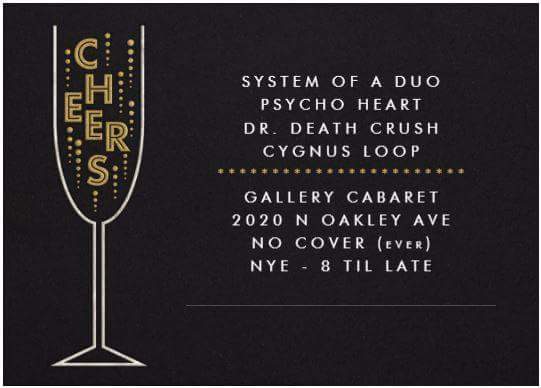 CygnusLoopMusic's tweet image. Updated lineup @GalleryCabaret for New Year's Eve! Chicago's SOAD cover band closing the night! #NYE 

m.facebook.com/events/3408942…