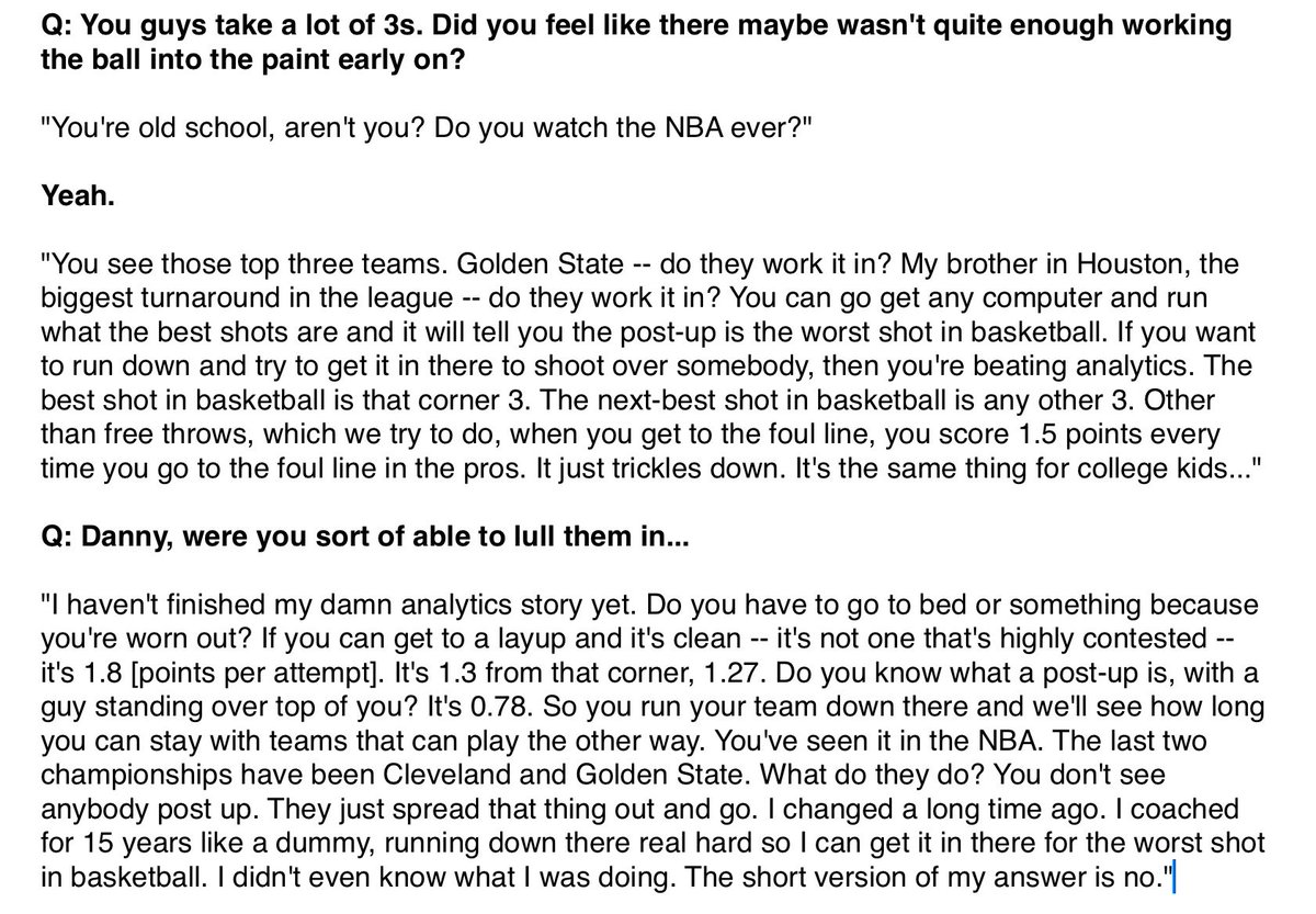 ByCraigMeyer's tweet image. Dan D'Antoni is a national treasure that must be preserved at all costs. "I haven't finished my damn analytics story yet."