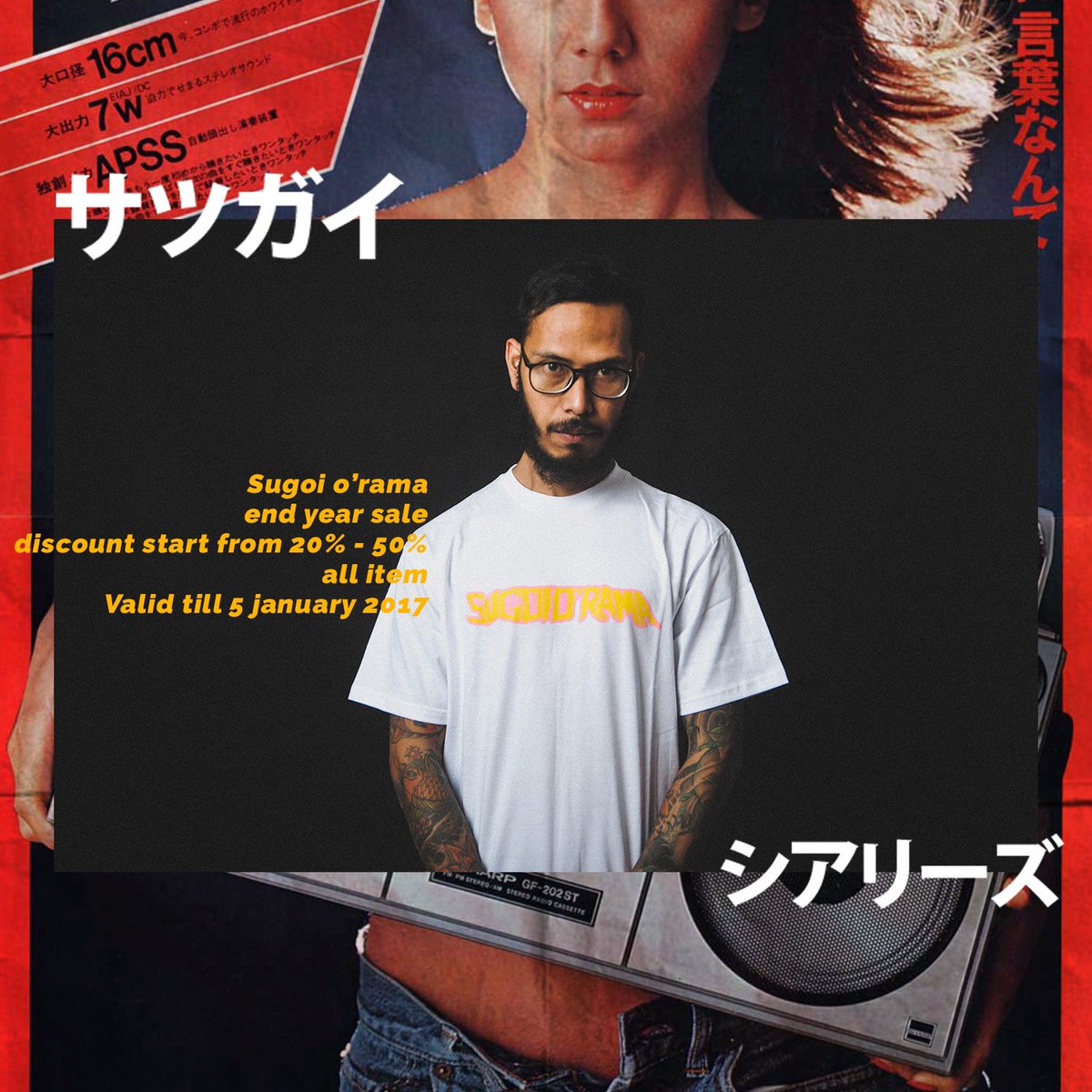 Sugoi o'rama end year sale start from 20% - 50% all item valid till 5 january 2017, check our catalogue at instagram @sugoistorage