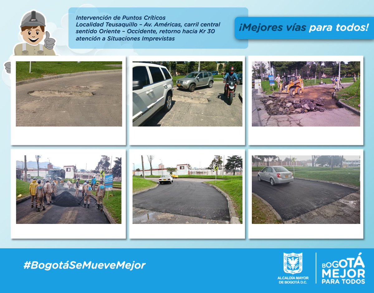 UMVbogota's tweet image. Tramo recuperado en el retorno de Av.Américas,carril central sentido oriente-occidente,entre Kr32B y Tv32C hacia Kr30   #BogotáAvanzaContigo