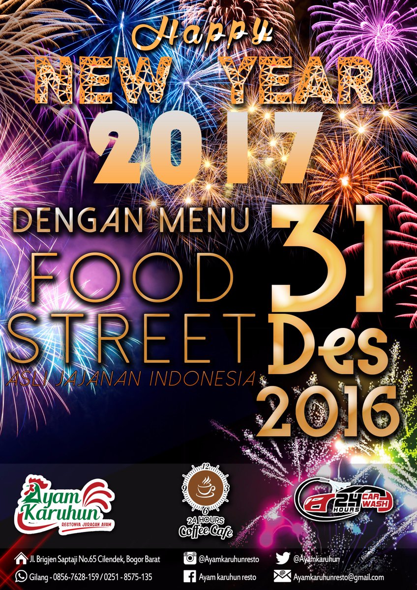 ayamkaruhun's tweet photo. Yeay sebentar lagi mau Tahun Baru 2017 nih! Apa rencanamu di Tahun Baru nanti?? Ayam Karuhun Resto mau ngeluarin menu baru lagi nih. Apa ya? https://t.co/T2kENAi9xN
