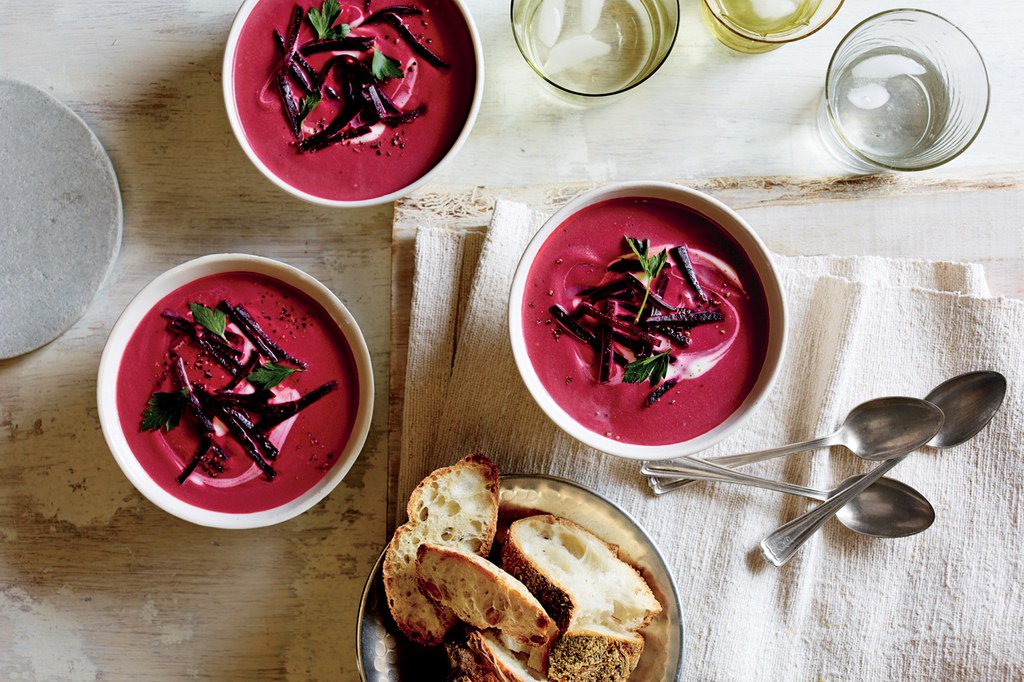 epicurious's tweet photo. This brightly colored soup is just the thing to beat those cold weather blues. https://t.co/MuODvG3QlP https://t.co/b4G8whkQWM