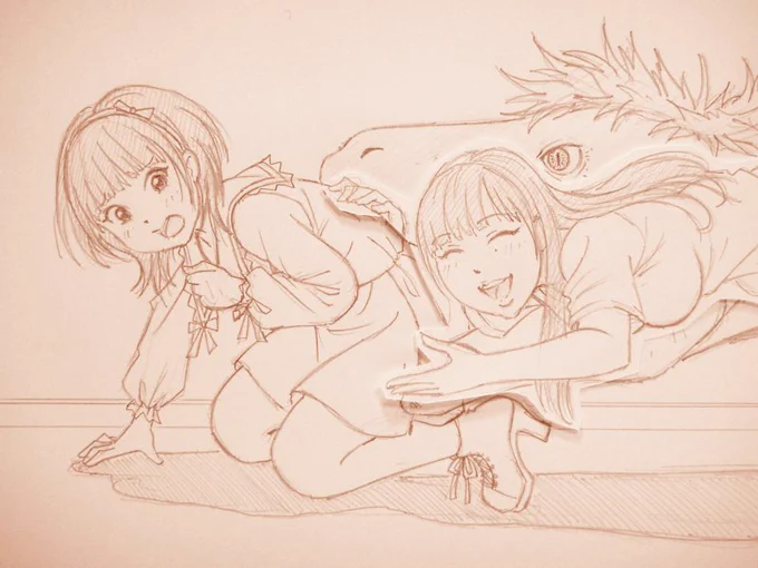 昨年の今日描いたPMとふくちゃん 