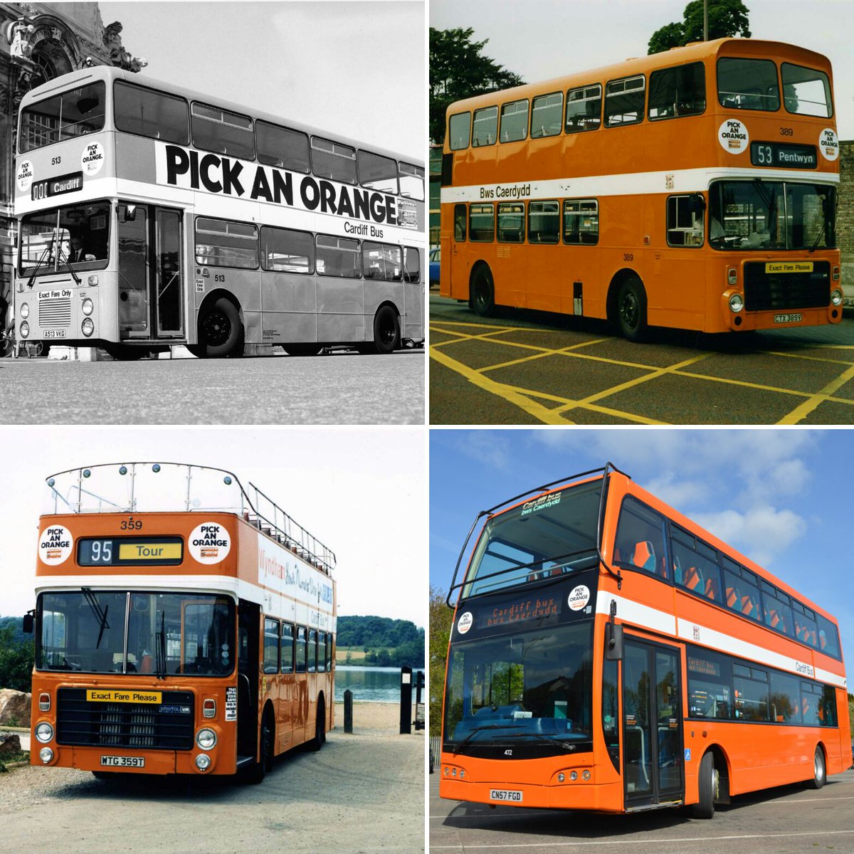 Cardiffbus's tweet photo. #tbt We celebrated 30 years of CB in 2016! To mark the anniversary we painted 472 in the #PickAnOrange livery https://t.co/nf1rTQyaGG https://t.co/VrGiHF8jZm