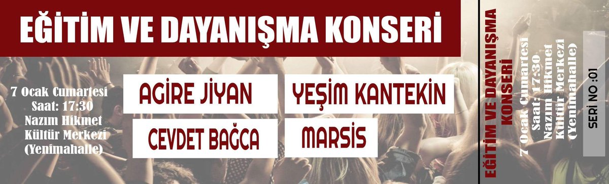 Yolsuzluğa,yoksulluğa,gericiliğe karşı "Ya hep beraber ya hiç birimiz" demek için 7 Ocak'ta Ankara Yenimahalle Nazım Hikmet Kültür Merkezine