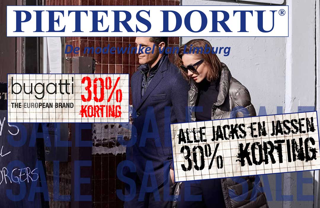 Flinke korting op alles van @bugatti_fashion en op alle jacks en jassen <a href="/pietersdortu/">Pieters Dortu</a> - ook online! Kijk op pietersdortu.nl