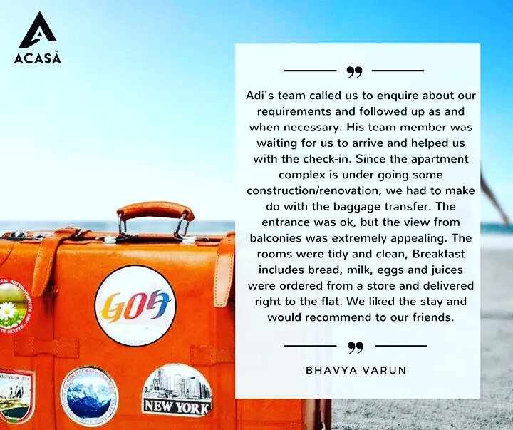 AcasaGoaStays's tweet photo. Another happy guest. Thanks Bhavya! #goa #beachlife #newyear #holidayseason #december #holiday #villas #apartments #acasahospitality https://t.co/niy1f8snyK