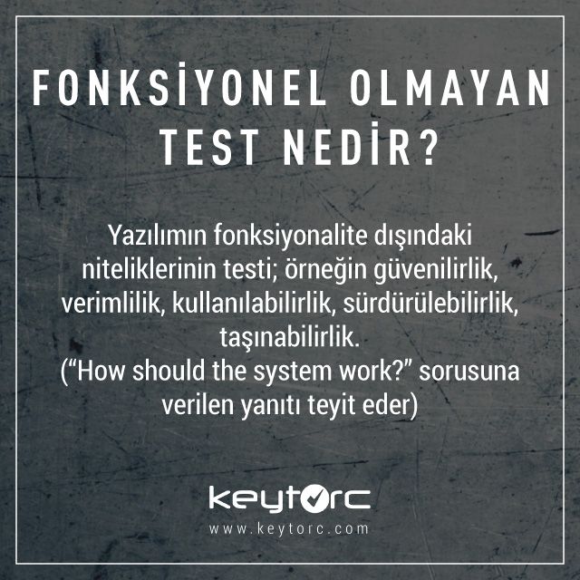 Keytorc's tweet photo. #Fonksiyonel Olmayan #Test Nedir? #Non-FunctionalTesting #test101 #YazılımTesti #SoftwareTesting https://t.co/r35eKzO4Lf