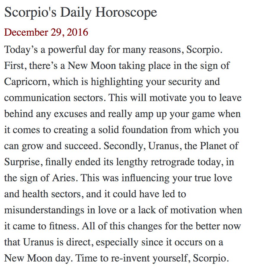 ScorpioMystique's tweet photo. #SMscope 12.29.16 ♏️❤️✨ #Scorpio #Horoscope #Astrology 🦂 #TeamScorpio #NewMoon https://t.co/g9vwbWwcmv