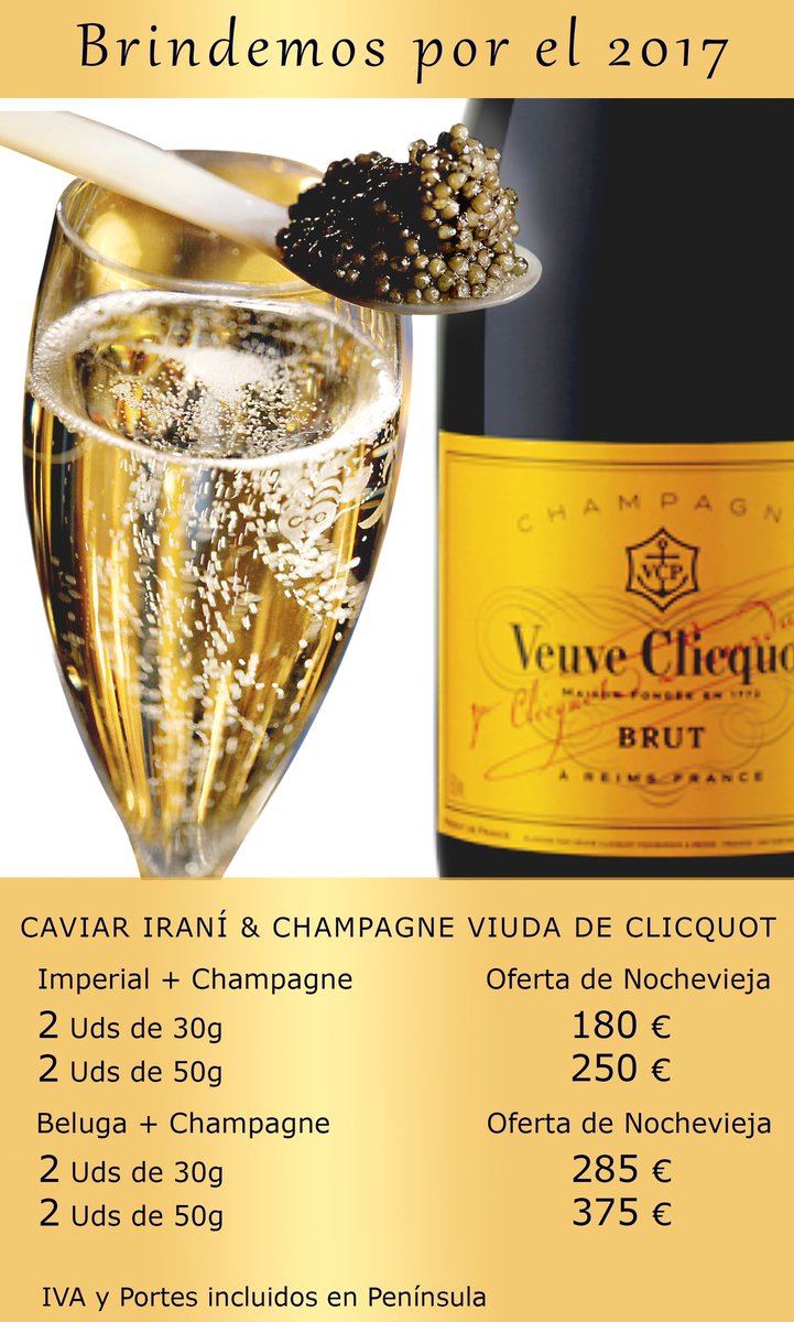 ClubDelCaviar's tweet photo. #Nochevieja #caviar #champagne @lookxury @VeuveClicquot @LouisVuitton @Clubkviar @DiligoClub @aveventus @clubmatador #Feliz2017 para todos https://t.co/zJgDuv031H