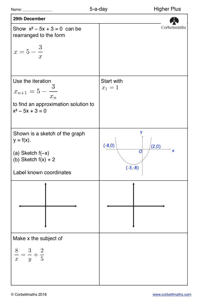 Corbettmaths's tweet photo. Studying for Higher GCSE Maths? Try today's Foundation Plus, Higher and challenging Higher Plus #maths5aday https://t.co/ftjJTZceoH