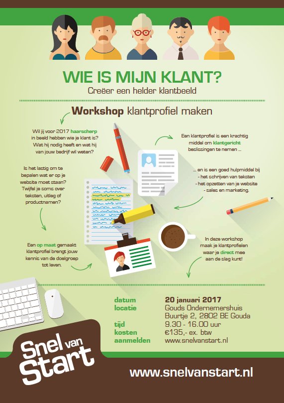 ChristienBooij's tweet photo. Wie zijn jouw klanten? a. iedereen b. vrouwen tussen de 30 en 50 c. Mira van 45 die werkt bij enz. Begin 2017 met een helder klantprofiel! https://t.co/gKRIXGRjZy