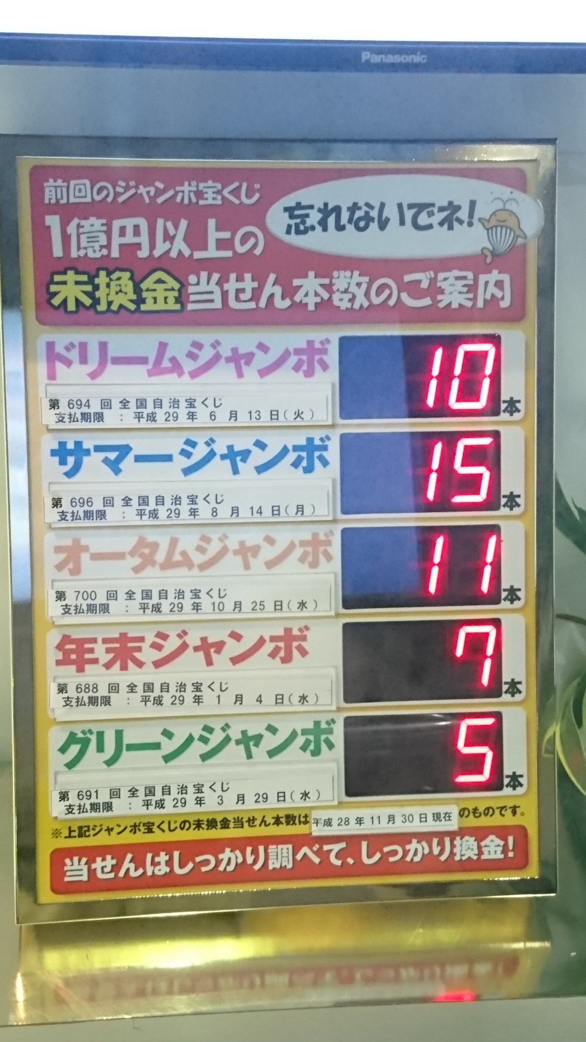 忘れな草 6 6 コミティア136 39 505 明後日には 今年の年末ジャンボの抽選が赤坂で行われるのですが 昨年の年末ジャンボ 第6回全国自治 宝くじの1億円以上の未換金が先月末で７本も 年明けに７本換金に来るとは思えないよなあ T